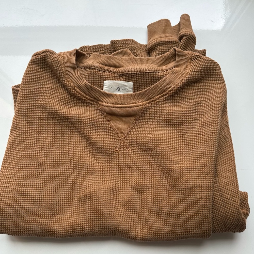 Golden Brown Waffle Knit Top